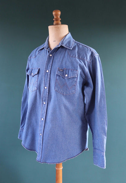 Vintage Wrangler denim shirt - cowboy - Western style - 47" chest