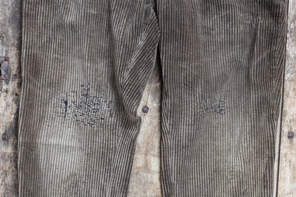 Vintage 1920s French workwear trousers - buckle back - corduroy chore pants - 33” x 26”