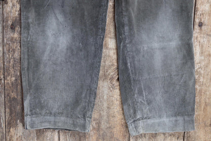 Vintage 1940s French workwear trousers - 1950s brown corduroy chore pants - darned and repaired - 31” x 26”
