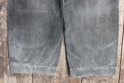 Vintage 1940s French workwear trousers - 1950s brown corduroy chore pants - darned and repaired - 31” x 26”