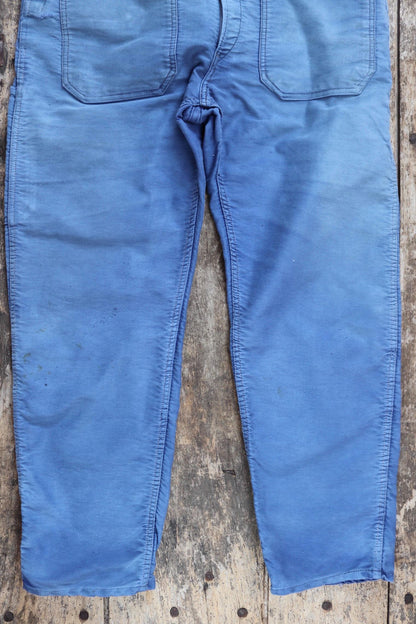 Vintage 1960s Le Mont St Michel overalls - French workwear dungarees - blue moleskin - 38” x 29”