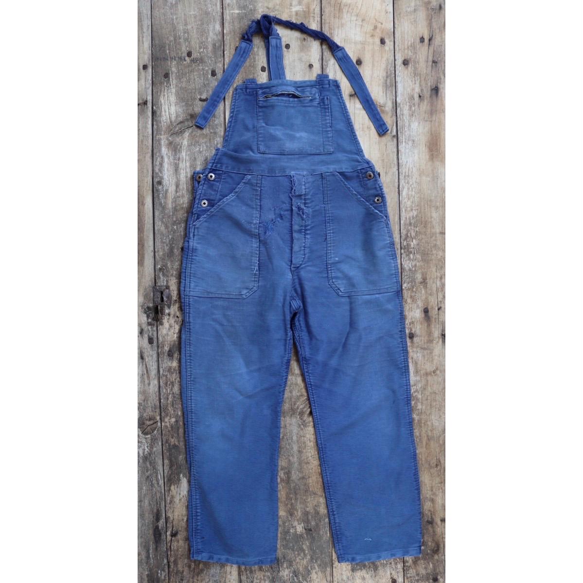 Vintage 1950s French moleksin overalls - workwear dungarees - 37” x 27”