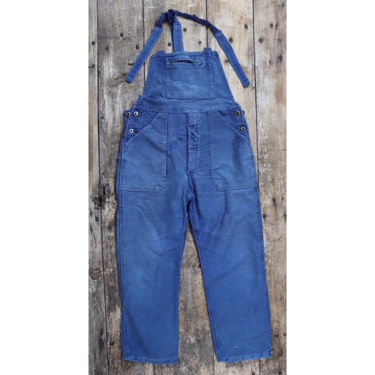 Vintage 1950s French moleksin overalls - workwear dungarees - 37” x 27”