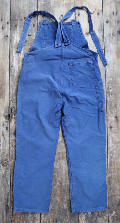 Vintage 1950s French moleksin overalls - workwear dungarees - 37” x 27”