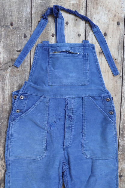 Vintage 1950s French moleksin overalls - workwear dungarees - 37” x 27”