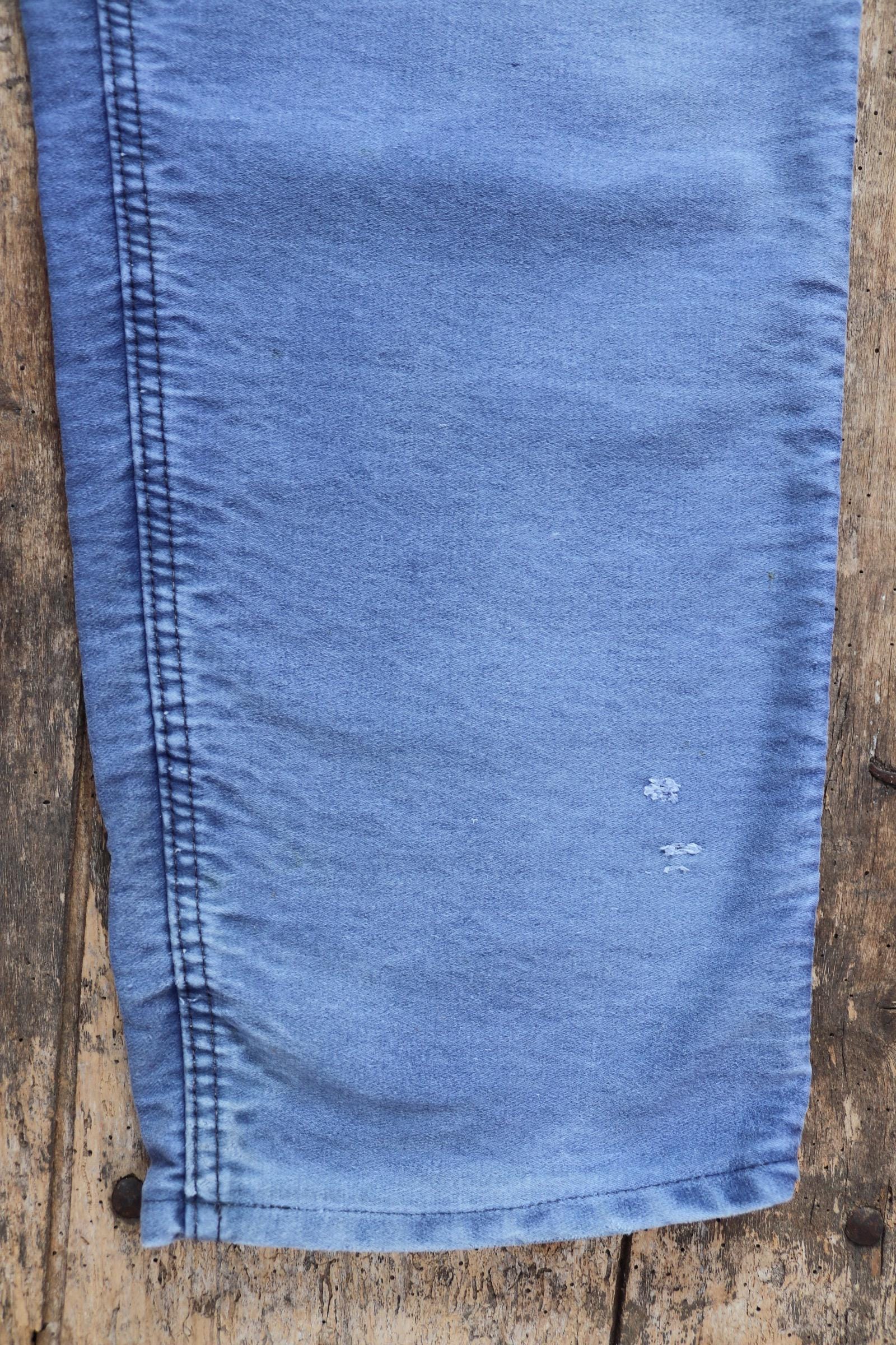 Vintage 1960s French blue moleskin dungarees - Le Mont St Michel overalls - workwear dungarees - 38” x 27”