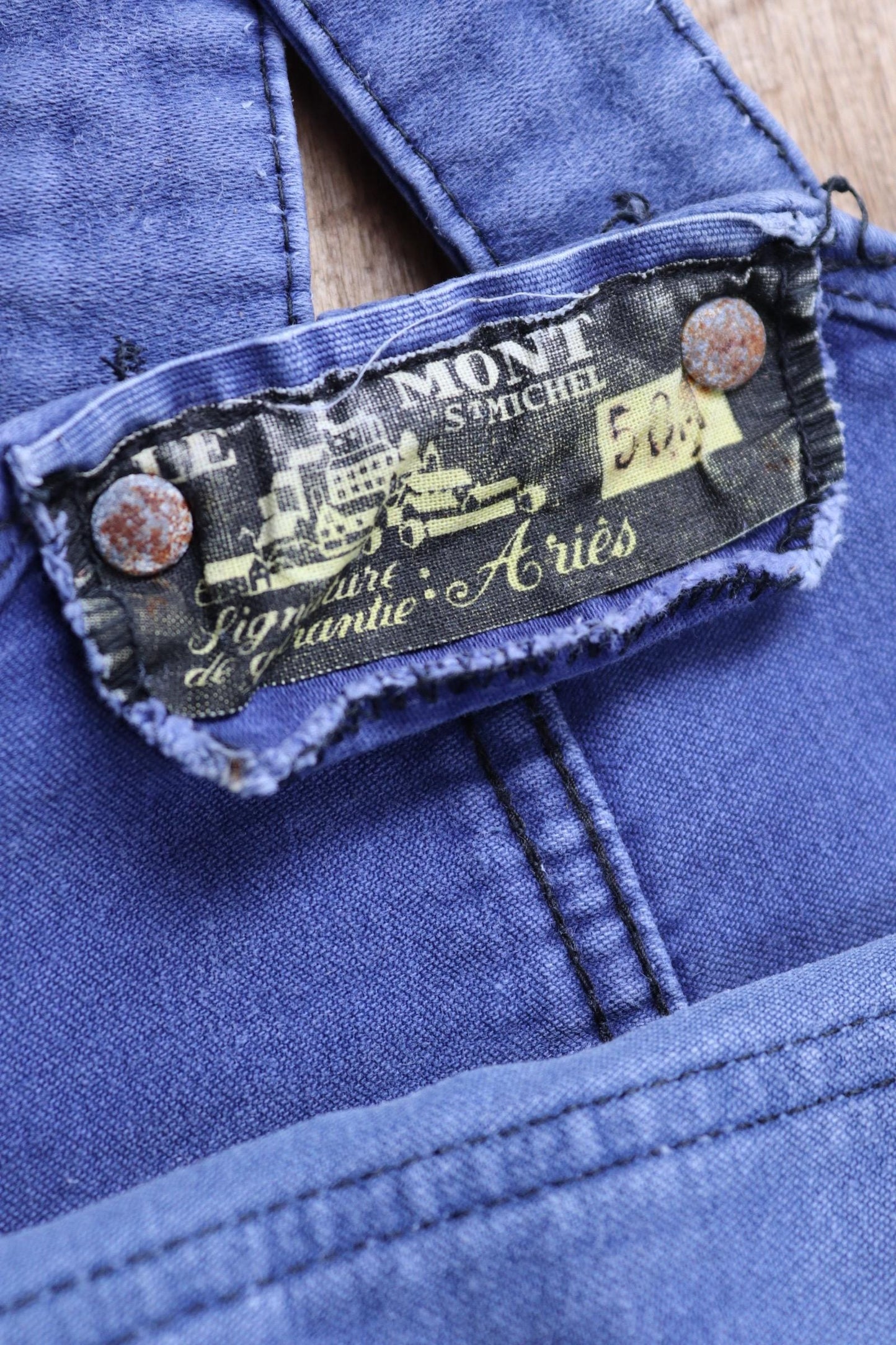 Vintage 1960s French blue moleskin dungarees - Le Mont St Michel overalls - workwear dungarees - 38” x 27”
