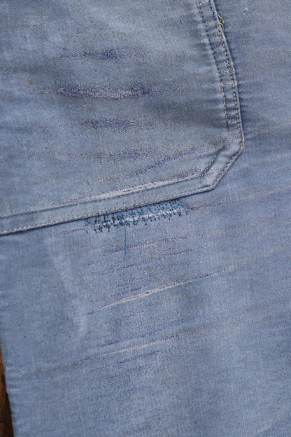 Vintage 1960s French blue moleskin overalls - workwear dungarees - 35” x 27”