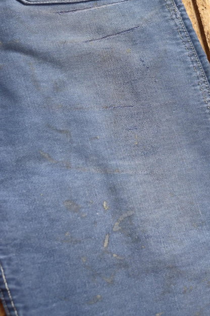 Vintage 1960s French blue moleskin overalls - workwear dungarees - 35” x 27”