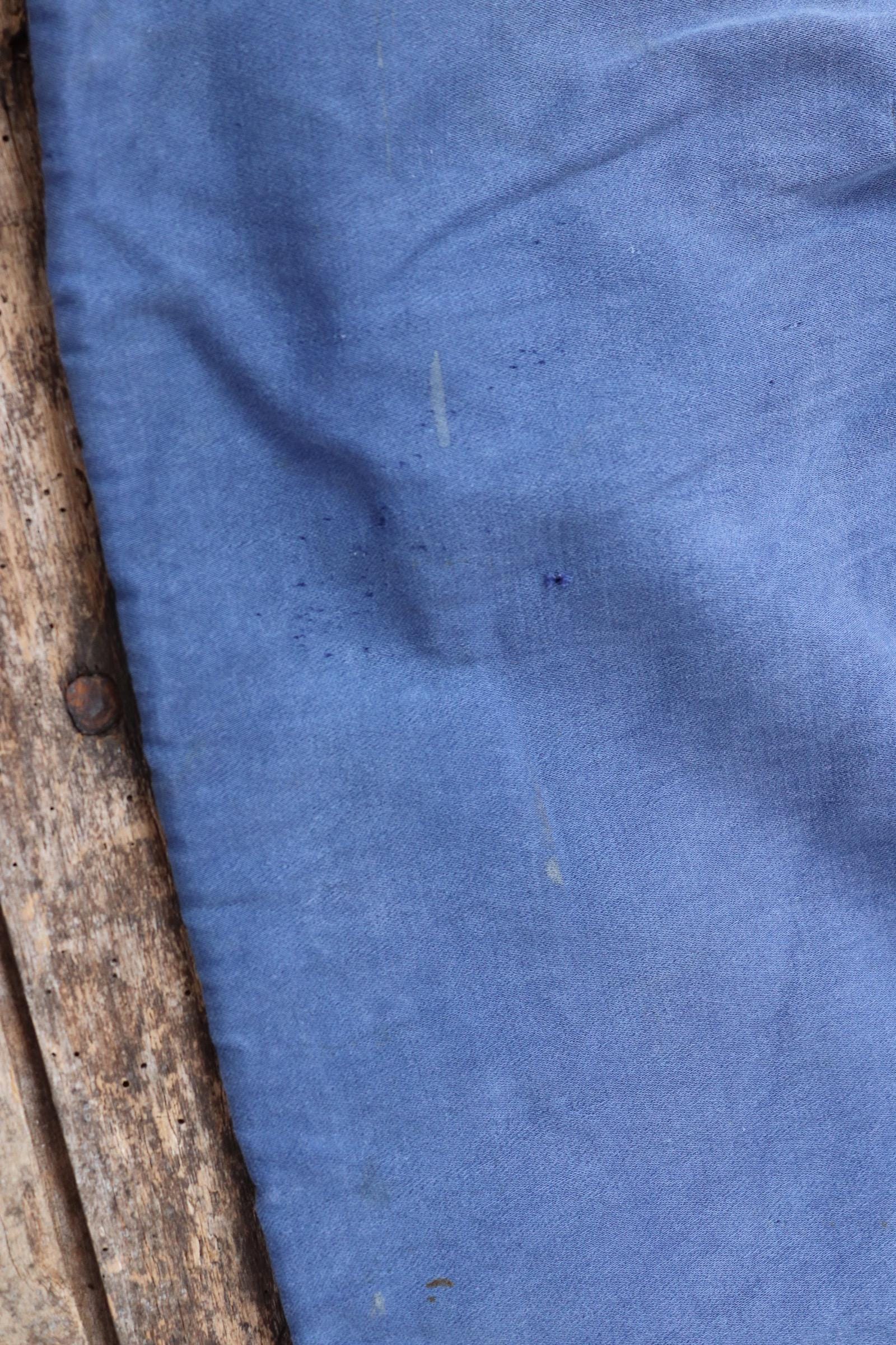 Vintage 1960s French blue moleskin overalls - workwear dungarees - 35” x 27”