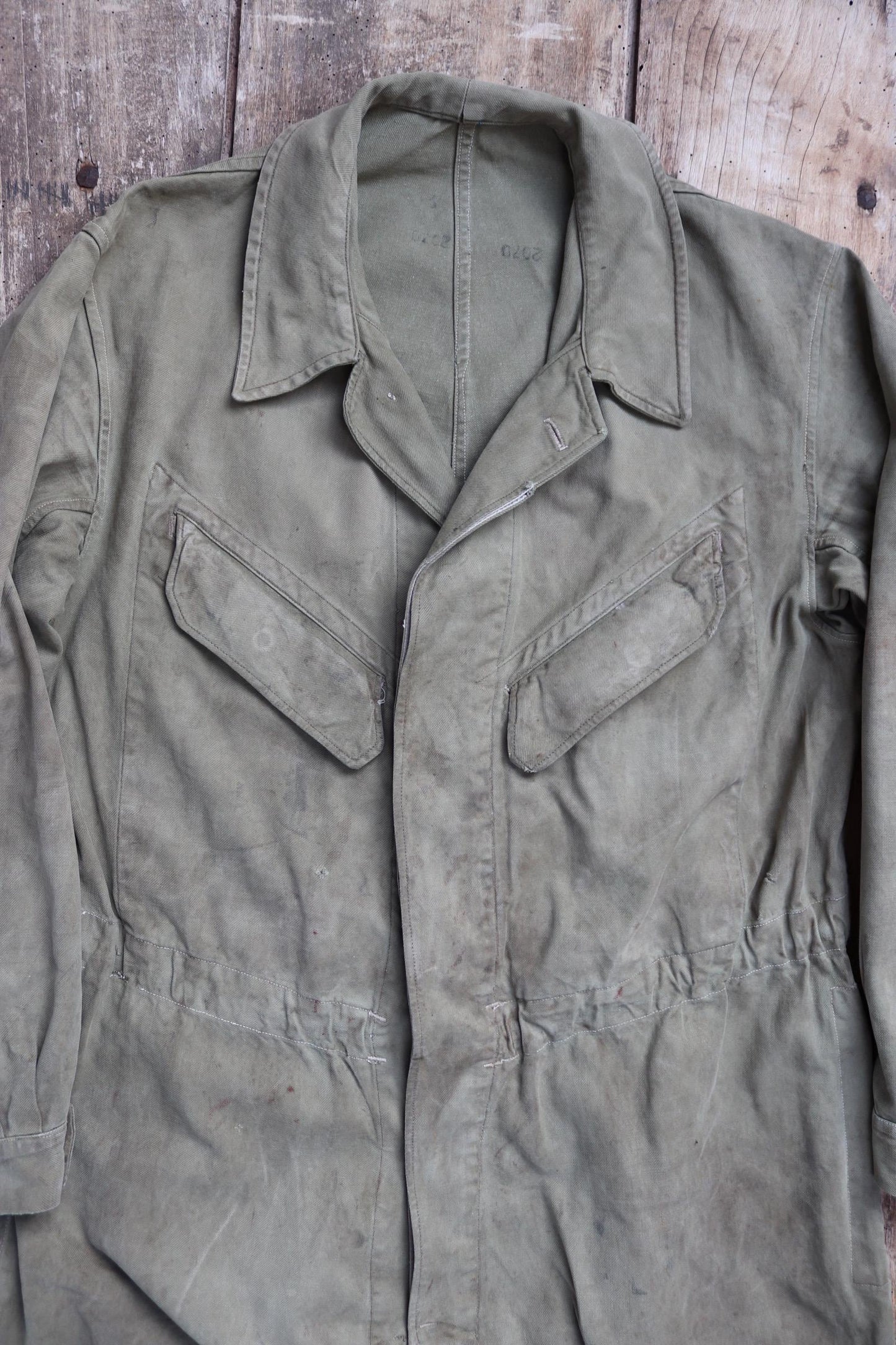 Vintage 1950s French M50 military coveralls - workwear overalls - army mechanic - 47” x 42” x 28”