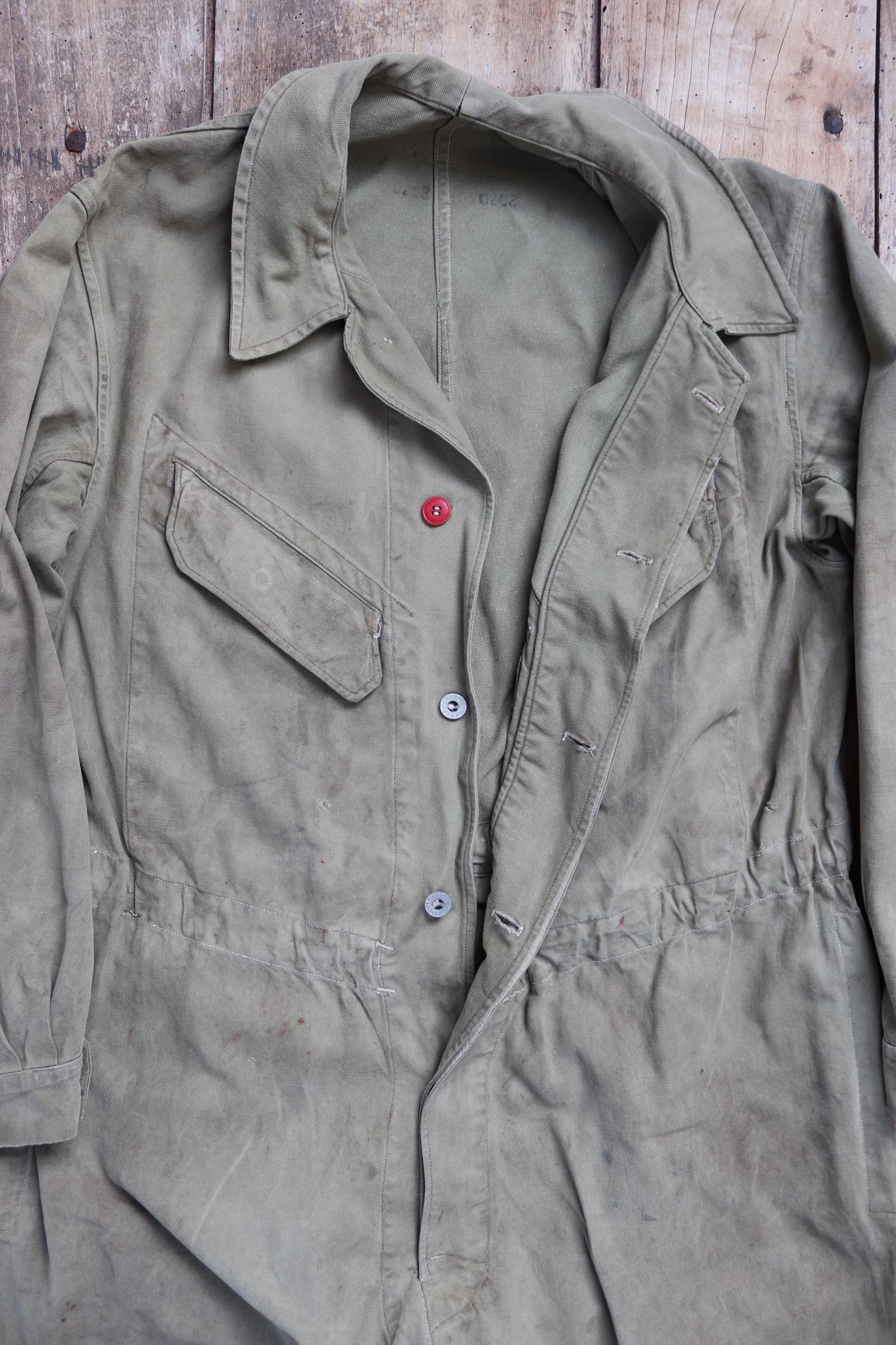 Vintage 1950s French M50 military coveralls - workwear overalls - army mechanic - 47” x 42” x 28”