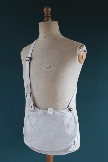 Antique WW1 military bag - Swedish army musette - cotton cross body bread bag - mattornist