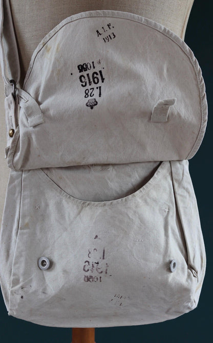 Antique WW1 military bag - Swedish army musette - cotton cross body bread bag - mattornist