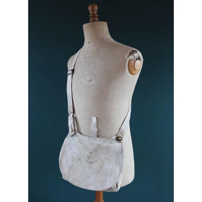 Antique WW1 military bag - Swedish army musette - cotton cross body bread bag - mattornist