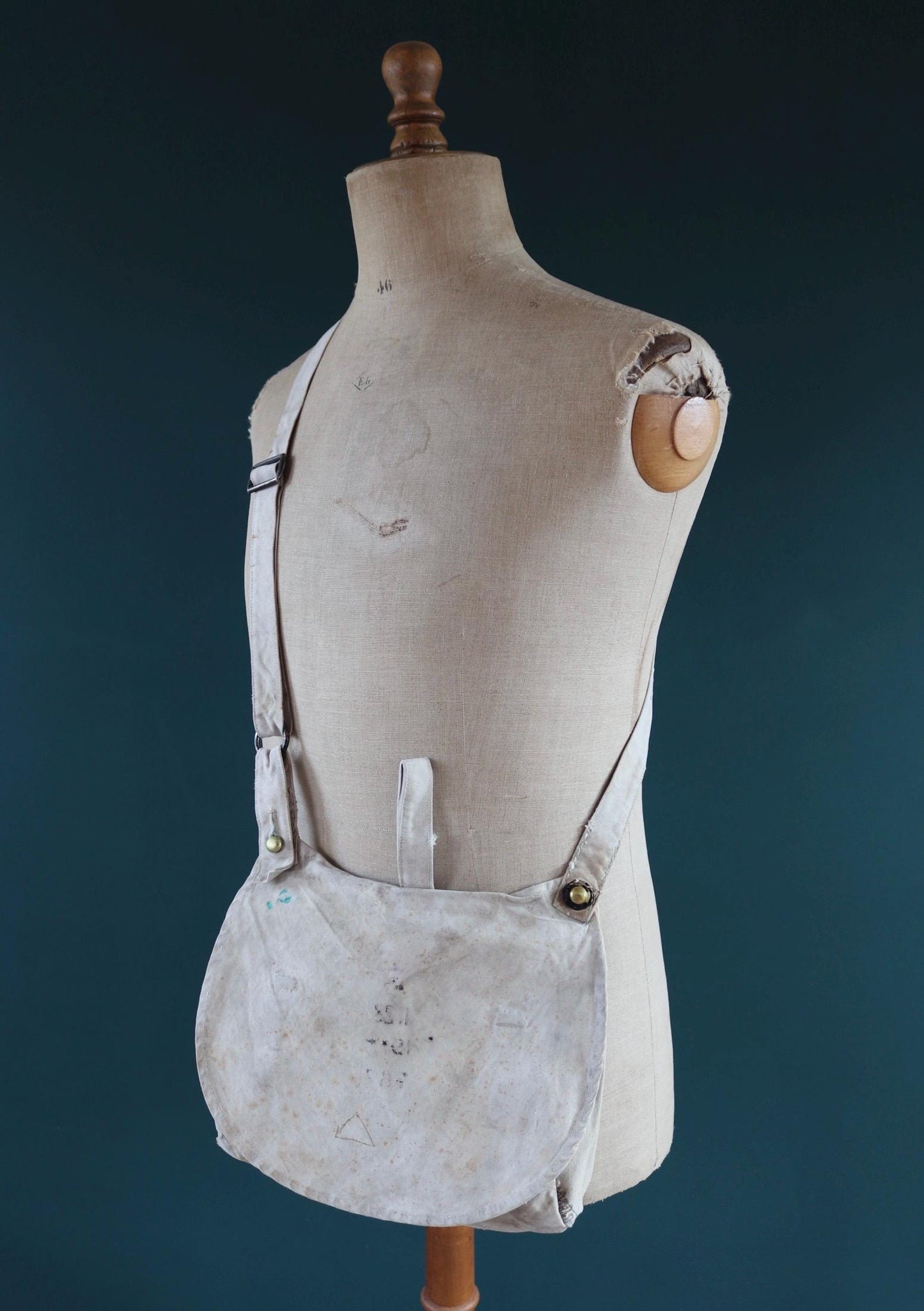 Antique WW1 military bag - Swedish army musette - cotton cross body bread bag - mattornist
