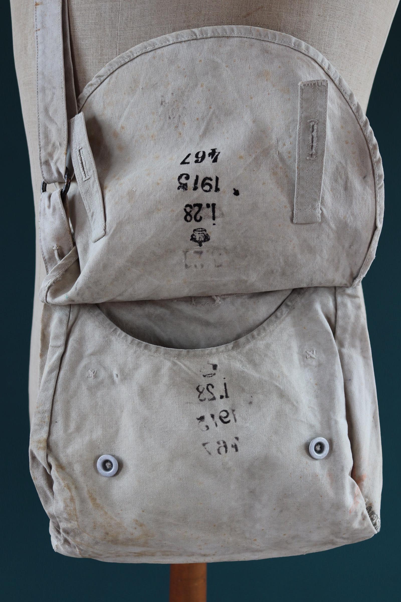 Antique WW1 military bag - Swedish army musette - cotton cross body bread bag - mattornist