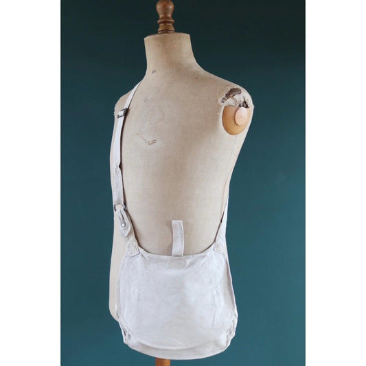 Antique WW1 military bag - Swedish army musette - cotton cross body bread bag - mattornist