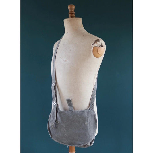 Vintage 1950s Swedish military bag - cotton cross shoulder musette - mattornist