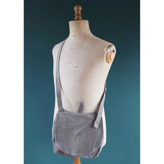 Vintage 1950s Swedish military bag - cotton cross shoulder musette - mattornist