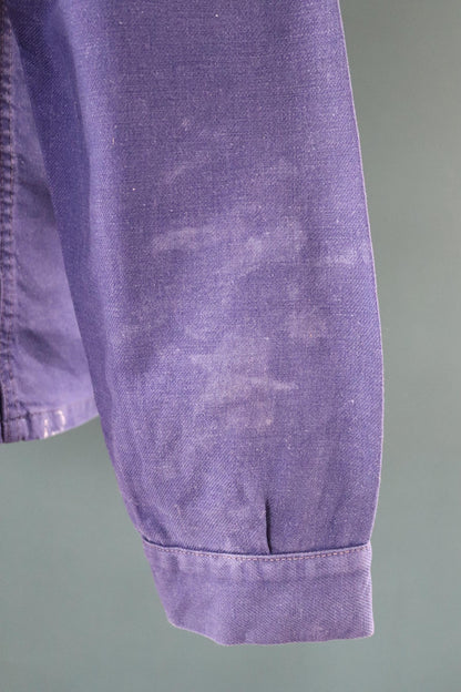 Vintage French workwear jacket - cotton twill chore coat - 50” chest