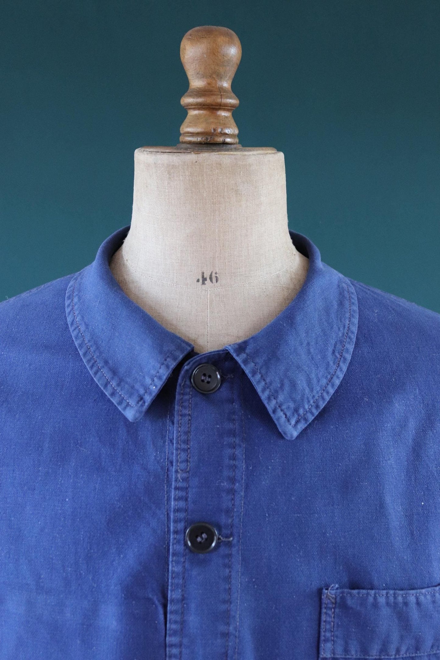 Vintage French workwear jacket - cotton twill chore coat - 50” chest