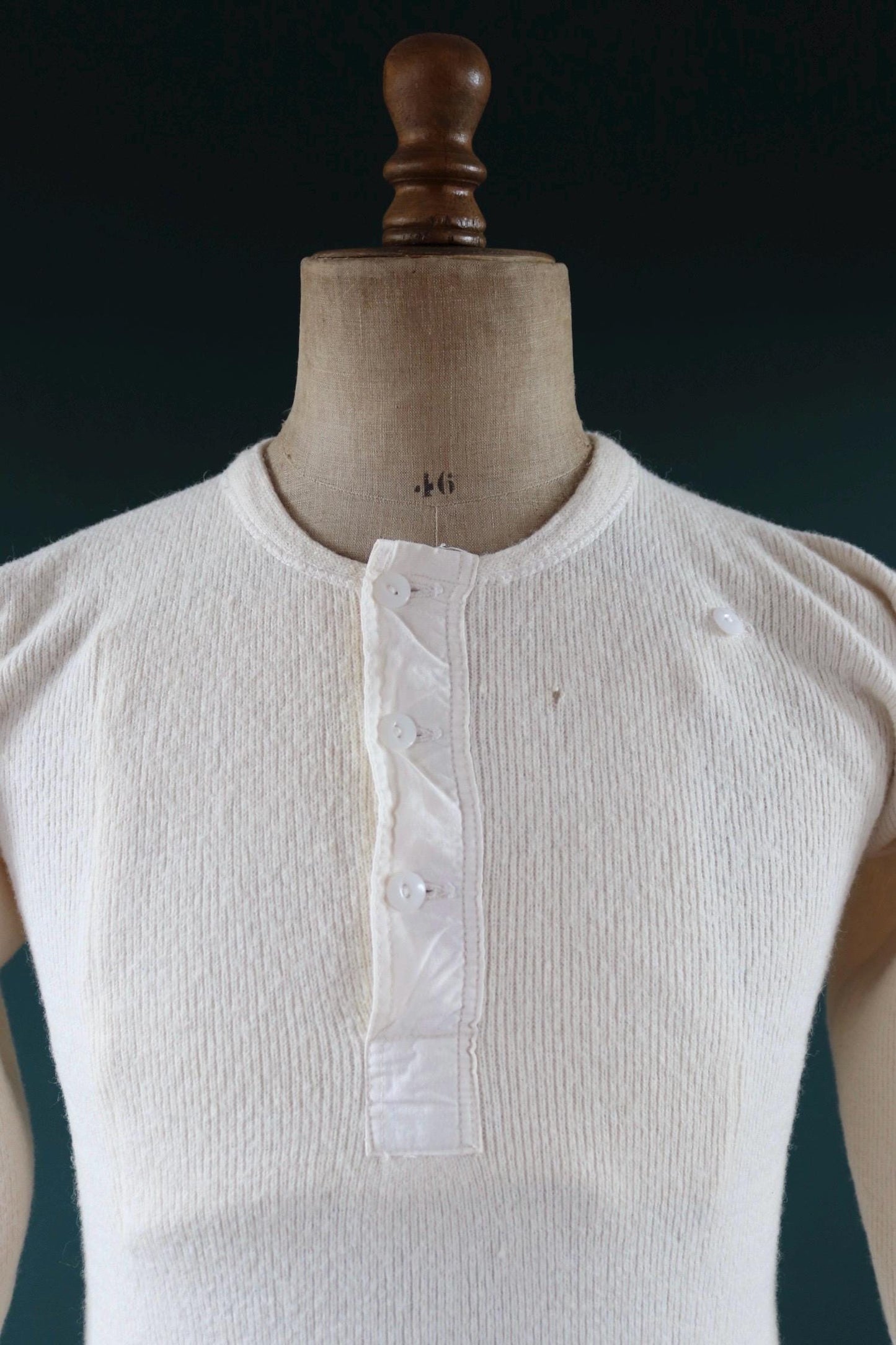 Vintage 1940s Penmans wool undershirt - Henley shirt - thermal base layer - made in Canada - 36" chest