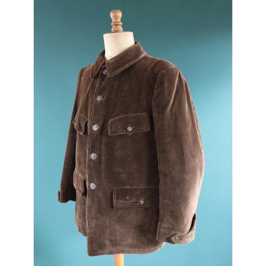 Vintage 1940s French corduroy workwear jacket - hunting coat - 46" chest