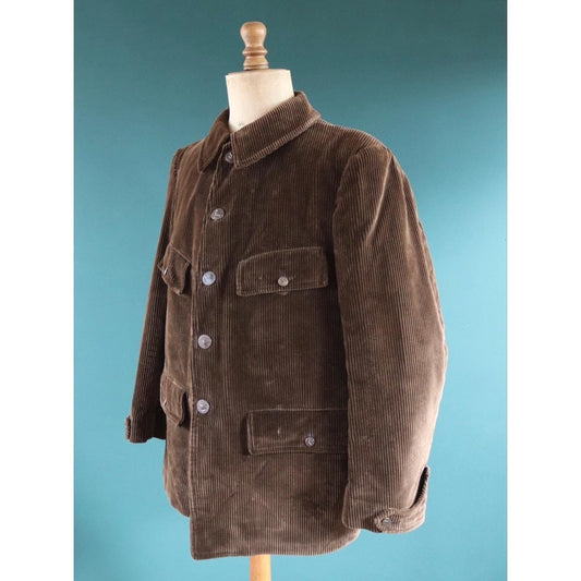 Vintage 1940s French corduroy workwear jacket - hunting coat - 46" chest
