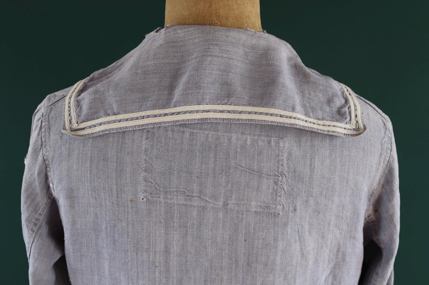 Vintage 1960s French linen saillor shirt - military workwear - 42" chest