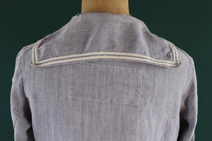 Vintage 1960s French linen saillor shirt - military workwear - 42" chest