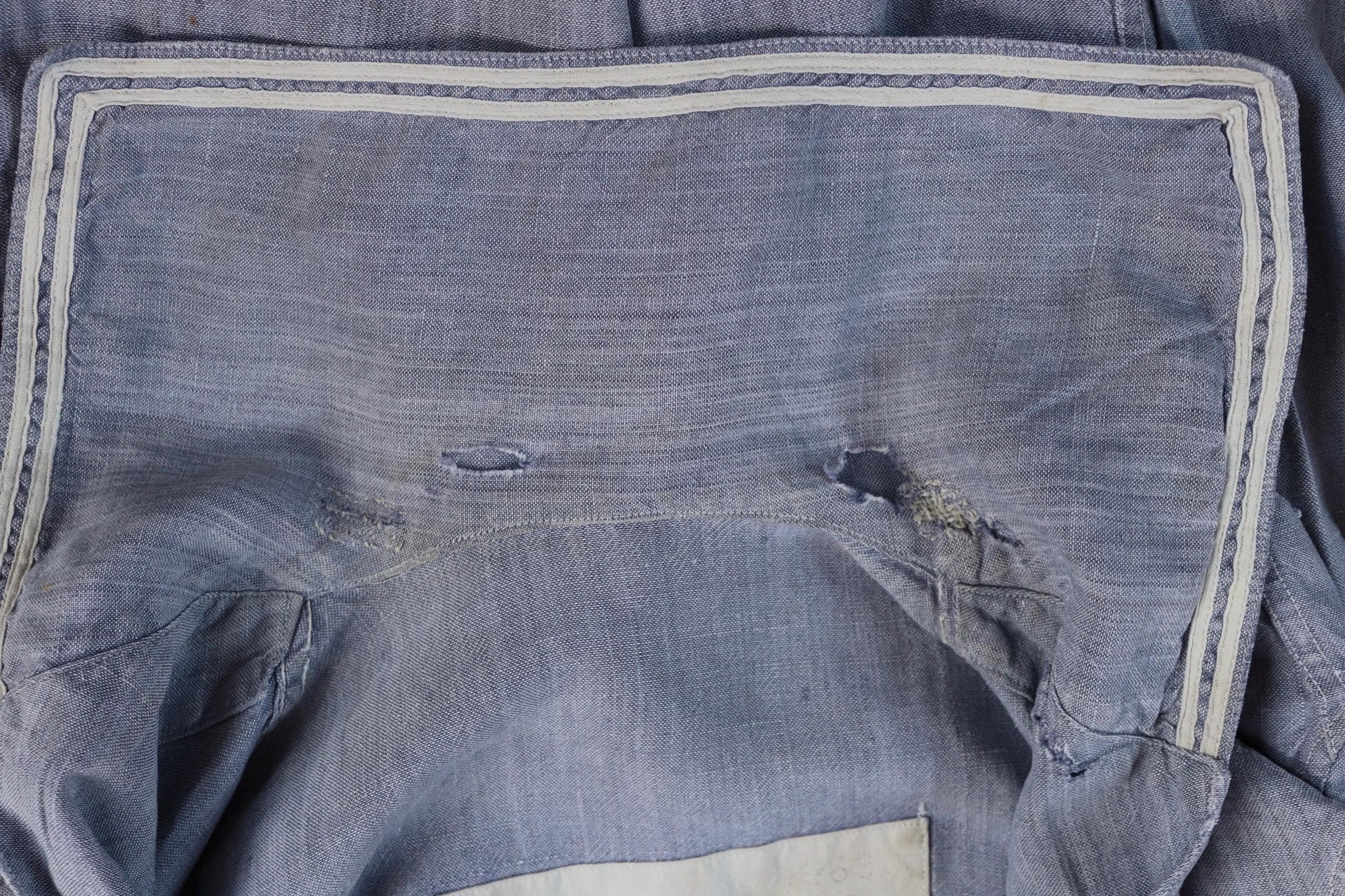 Vintage 1960s French linen saillor shirt - military workwear - 42" chest