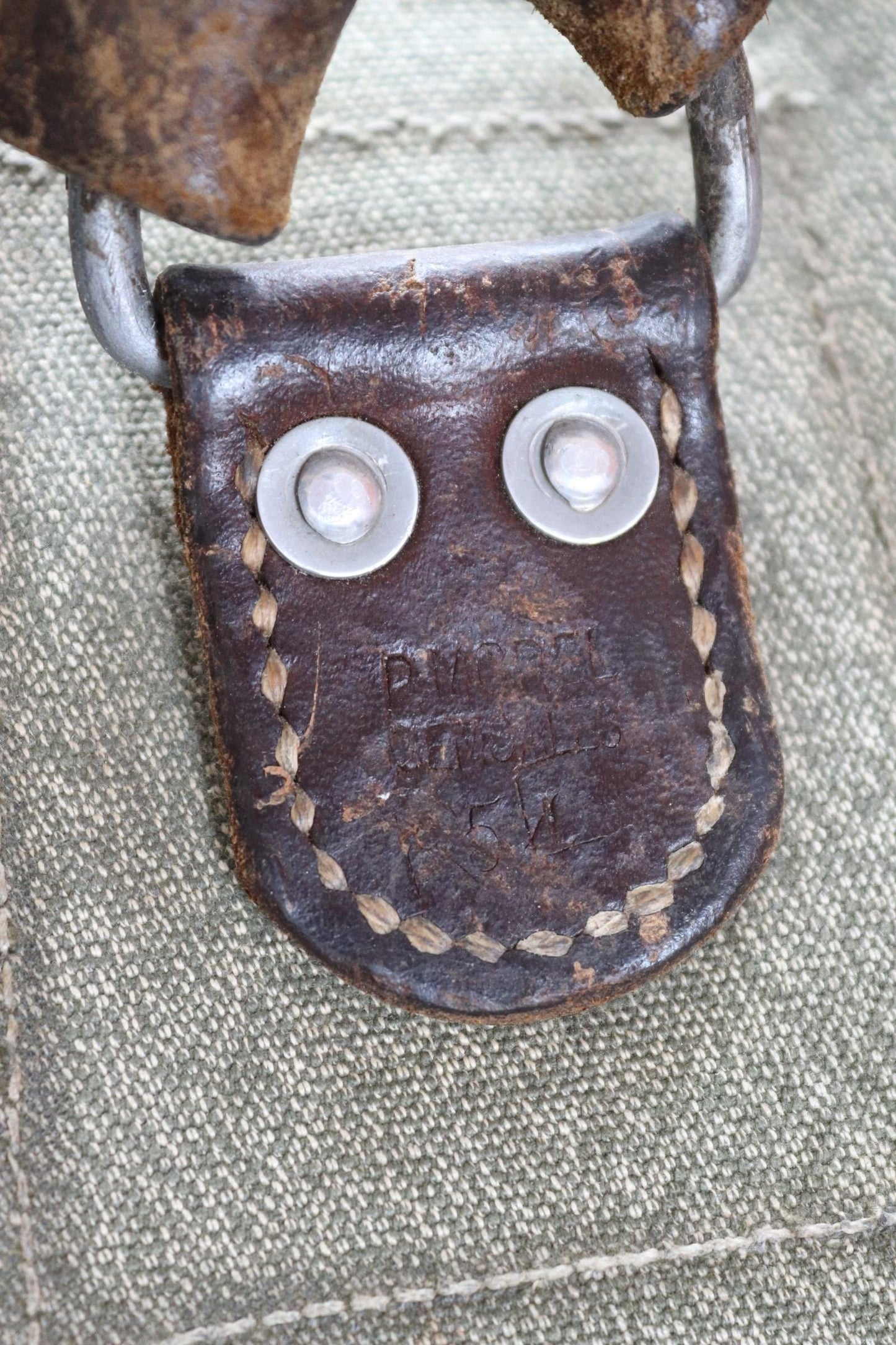 Vintage 1950s Swiss army rucksack - military backpack - salt pepper cotton canvas - for hiking and camping gear