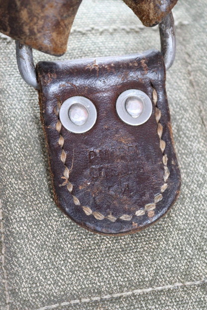 Vintage 1950s Swiss army rucksack - military backpack - salt pepper cotton canvas - for hiking and camping gear
