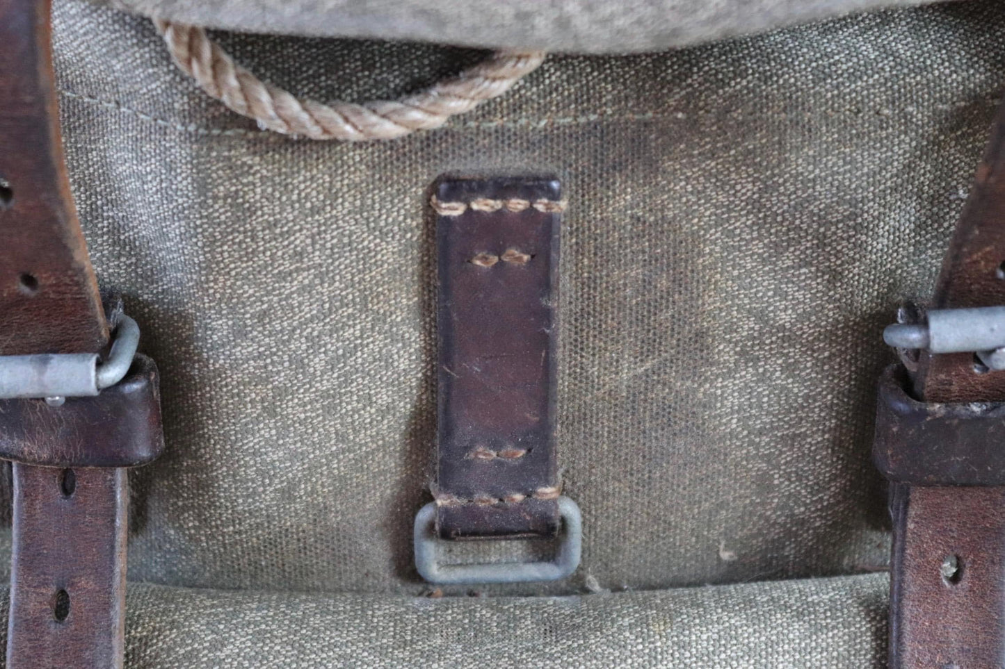Vintage 1960s Swiss army rucksack - military backpack - salt pepper cotton canvas - for hiking and camping gear