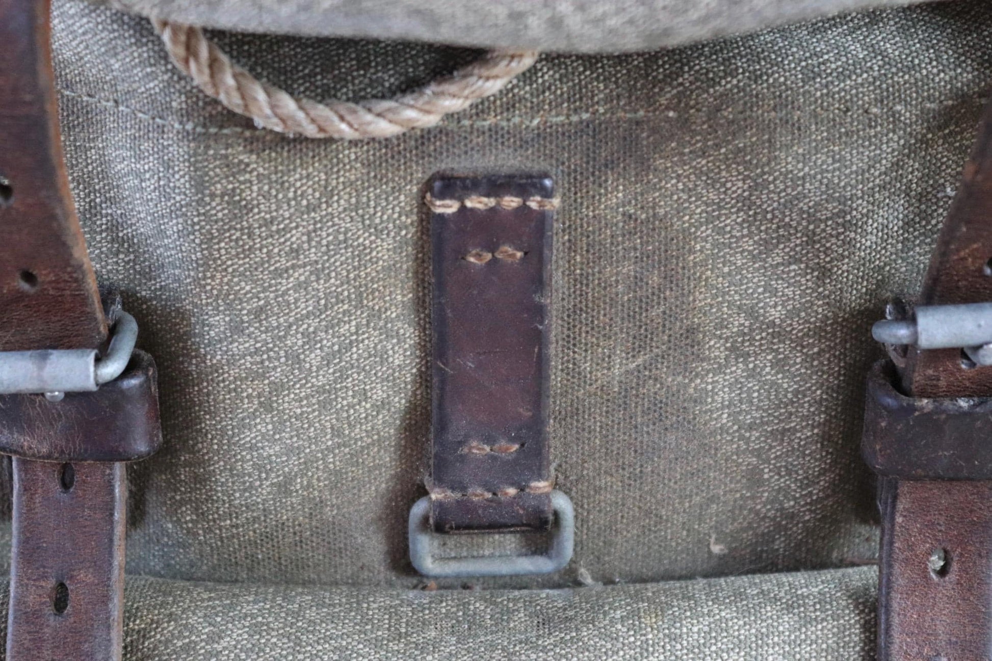 Vintage 1960s Swiss army rucksack - military backpack - salt pepper cotton canvas - for hiking and camping gear