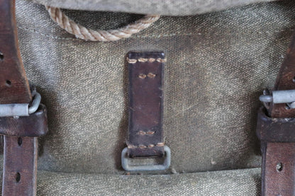 Vintage 1960s Swiss army rucksack - military backpack - salt pepper cotton canvas - for hiking and camping gear