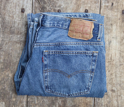 Vintage 1990s Levis 501 jeans - made in USA - blue denim workwear - 35" x 31"