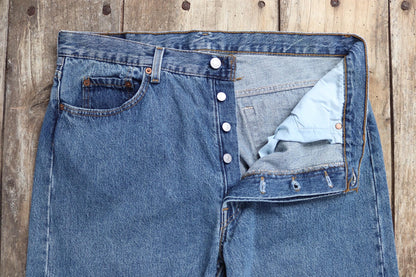 Vintage 1990s Levis 501 jeans - made in USA - blue denim workwear - 35" x 31"