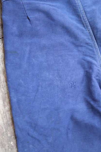 Vintage 1960s French workwear trousers - blue moleskin chore pants - 31” x 26”