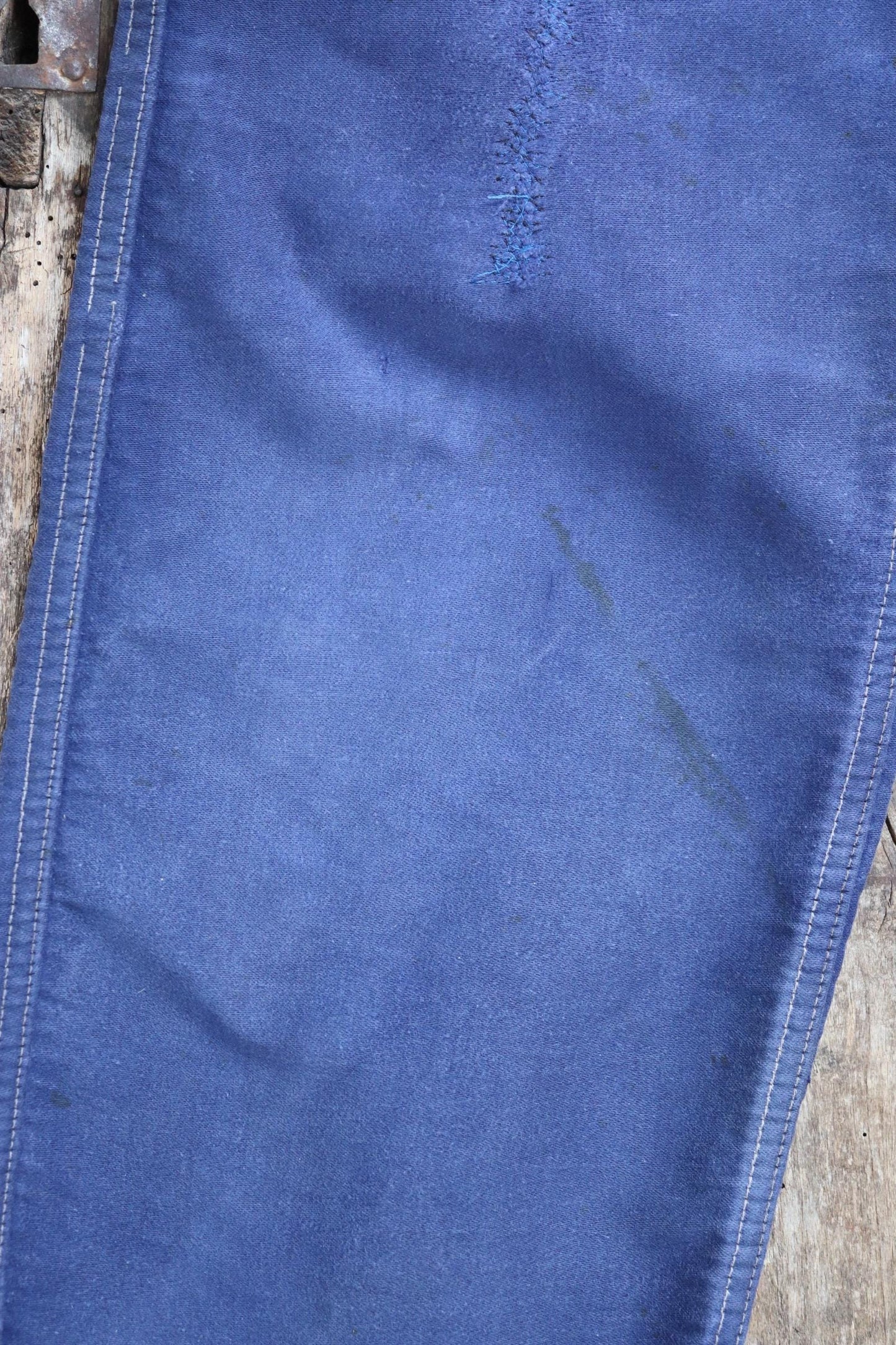 Vintage 1960s French workwear trousers - blue moleskin chore pants - 31” x 26”