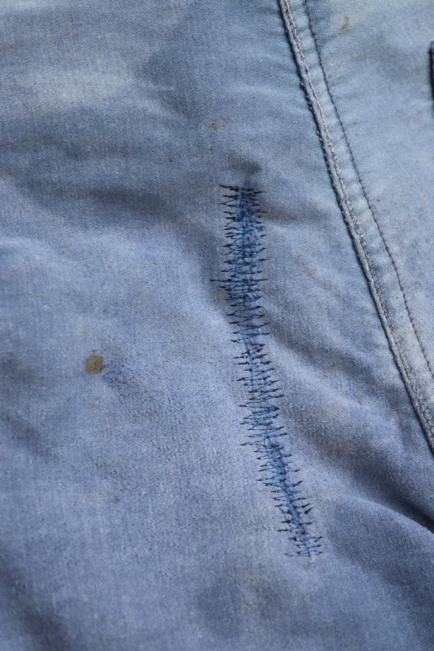 Vintage 1960s French workwear trousers - blue moleskin chore pants - 30” x 26”