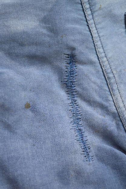Vintage 1960s French workwear trousers - blue moleskin chore pants - 30” x 26”