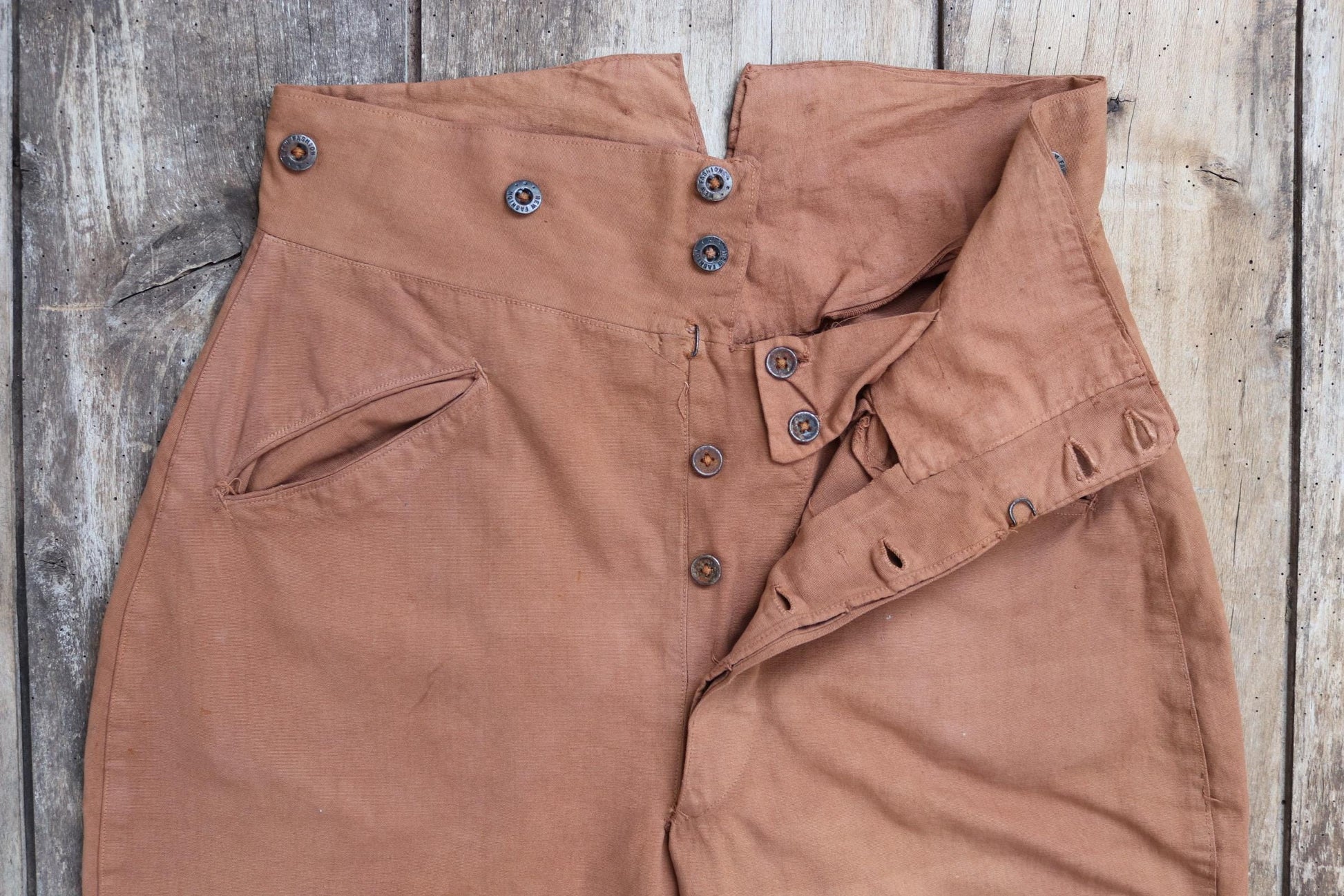 Vintage 1920s French riding jodhpurs - buckle back - hunting breeches - 31” x 25”