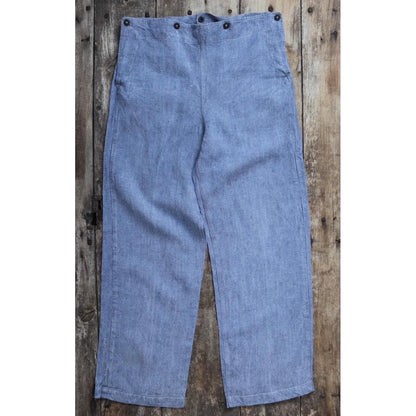 Vintage 1960s French linen sailor pants - wide leg - military workwear - 37" x 33"