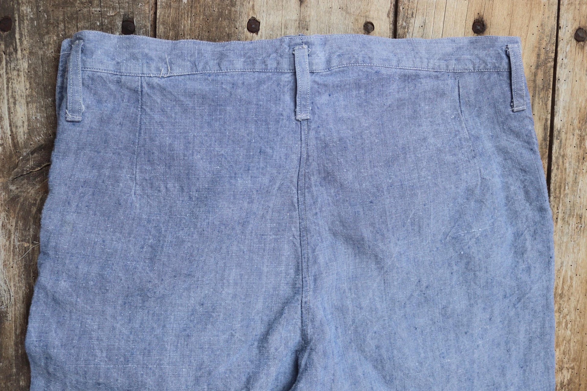 Vintage 1960s French linen sailor pants - wide leg - military workwear - 37" x 33"