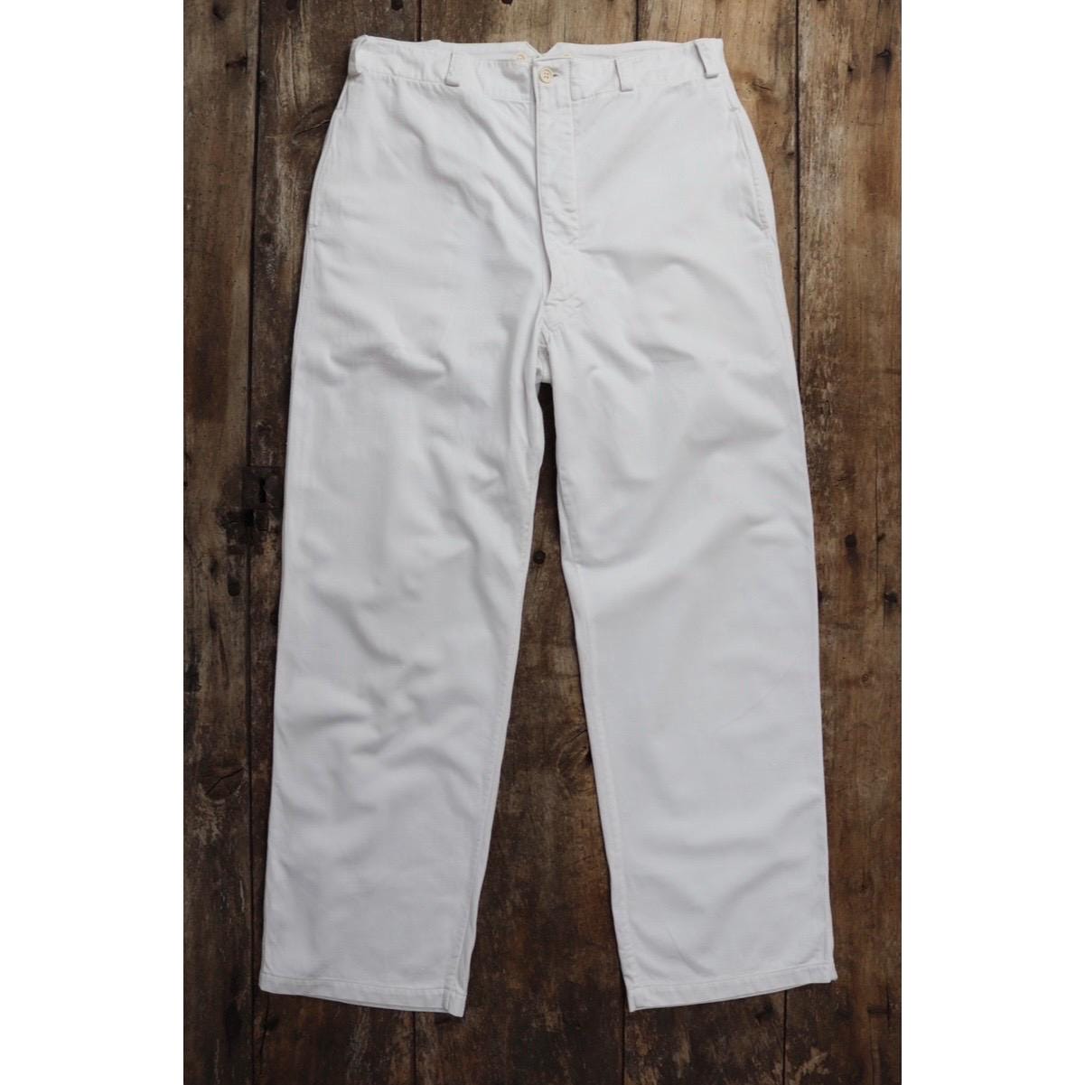 Vintage 1940s French white cotton naval trousers - Marine Nationale - 33” x 30” - riviera beach