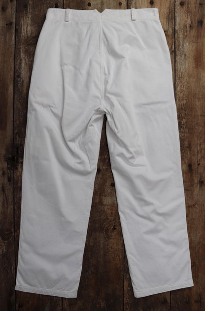 Vintage 1940s French white cotton naval trousers - Marine Nationale - 33” x 30” - riviera beach