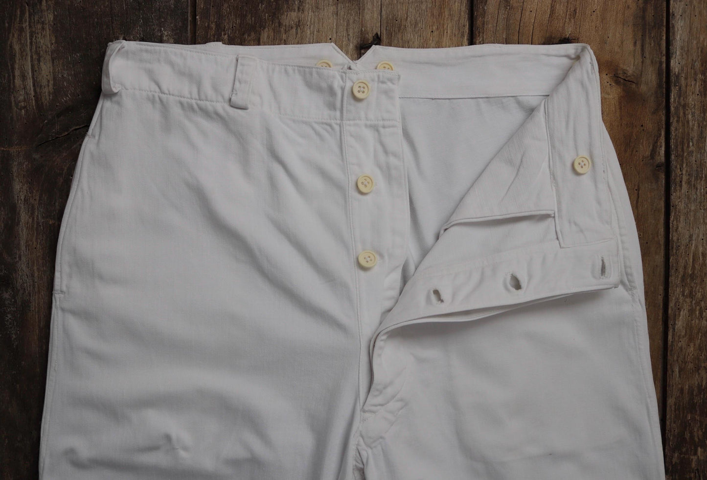 Vintage 1940s French white cotton naval trousers - Marine Nationale - 33” x 30” - riviera beach