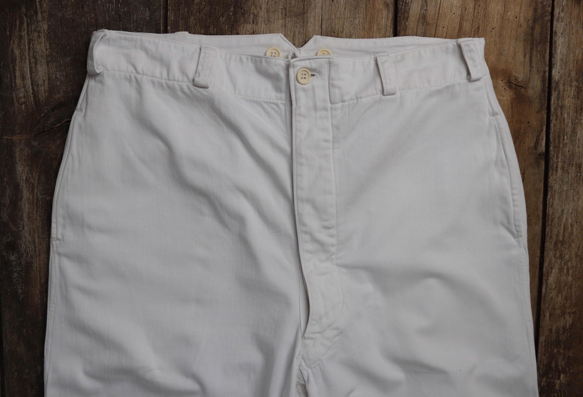 Vintage 1940s French white cotton naval trousers - Marine Nationale - 33” x 30” - riviera beach